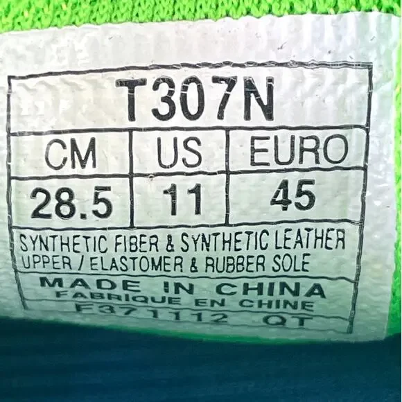 Asics Men's T307N GEL NoosaFAST Running Racing Shoe Black Green Yellow Red S 11 - Picture 10 of 10